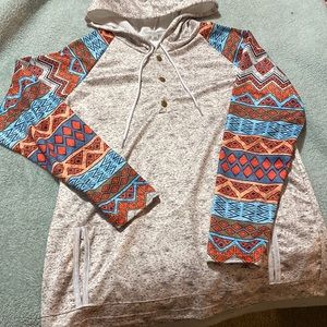 Aztec 3 Button Hoodie